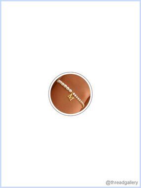 14K Gold Plated Pearl Initial Bracelet Freshwater Pearl CZ Tennis Adjustable